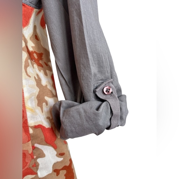 Odille x Anthropologie Gray Camo Print Blouse Size 6 - Picture 4 of 6